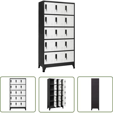 The Living Store Schließfachschrank Anthrazit und Weiß 90x40x180 cm Stahl - Schliessfachschrank - Metallschrank - Garderobe - Bürobedarf - Lagerraum (1/5)