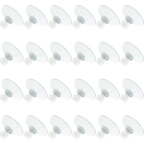 Lot de 24 Ventouses Transparentes en Pvc Filetage Métallique, Diamètre 40mm, Crochets à Ventouses Puissants et Étanches pour Salle de Bain, la Cuisine et Organisation Murale, (1/5)