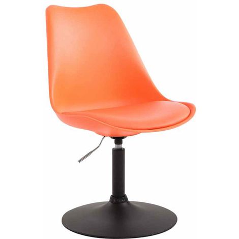 Silla de comedor x1 giratoria regulable en altura en plástico naranja y pie trompeta en metal cromado 100003764 (1/3)