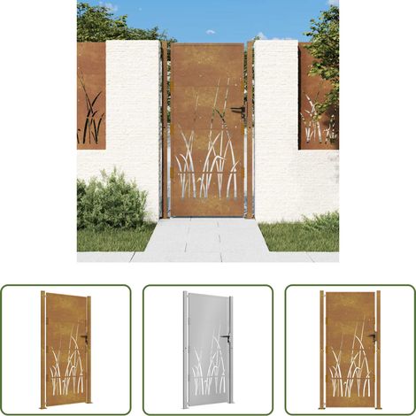 vidaXL Gartentor 100x175 cm - Gartentor 100x175 cm Cortenstahl Gras-Design (1/5)