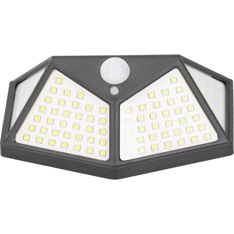 Applique murale solaire à 100 LED, étanche, à détection de présence, idéale pour couloir et balcon. (1/5)