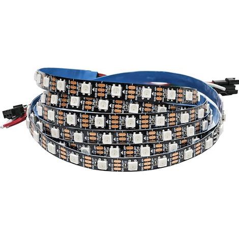 Ruban LED, 2m 5V RGB Bande de Pixels 5050 120 LEDs IP30 PCB Noir Flexible Pleine Couleur Adressable Individuellement Intelligente pour Publicité Décoration Projets de Bricolage (1/5)
