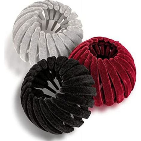 Set di tre fermagli retrattili per coda di cavallo, accessori per chignon da donna, ideali per creare chignon senza fatica. (1/4)