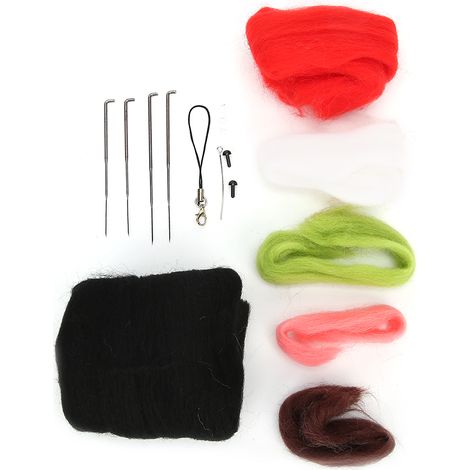 Kit de feutrage à l’aiguille pour débutant : matériel DIY pour poupée animale, forme chien Shiba Inu fraise, sac cadeau artisanal (1/5)