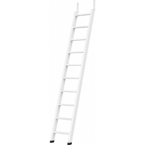 Echelle de meunier rabattable Blanc RAL 9010 8 marches - Hauteur d'accès 1,90m - EC-MEZZ-RAB-B-8 (1/5)