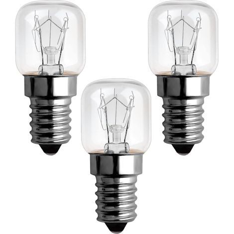 Lot de 3 ampoules 25 W E14 Petit culot à vis Pygmy pour micro-ondes/four 300° C (1/5)