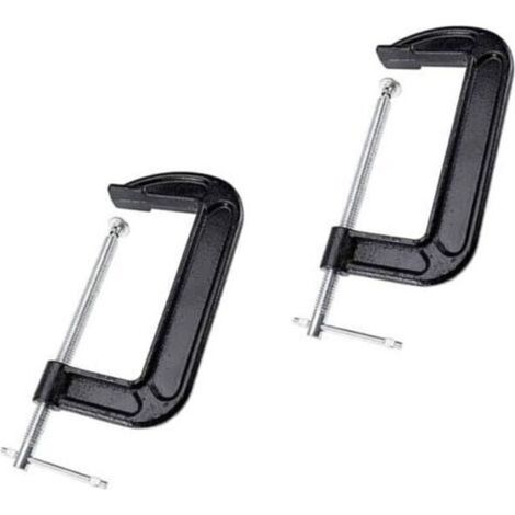 Set of 2 heavy-duty G-clamps, 15.2 cm jaw opening, for woodworking, welding, and auto repair (1/5)