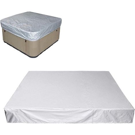 Poolabdeckung – Gartenpoolabdeckung – Quadratische Poolabdeckung – 218 x 218 x 30 cm – Staubschutzhülle – Wasserdichte Abdeckung – Poolabdeckung – Silber – Poolschutz – Oxford-Gewebe (1/5)