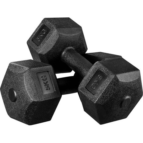 Youyijia 2PCS Dumbbells Pair 5kg Hexagon Dumbbells Set Arm Hand Weight Dumbbell Hand Weight Set Dumbbell Sports for Strength Training Home Workout Aerobic (1/5)