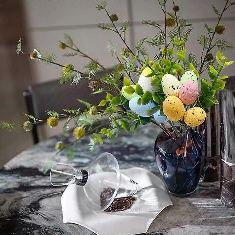 1 plante artificielle colorée, branche en plastique, arrangement floral, œufs de Pâques en mousse, décoration intérieure (1/4)