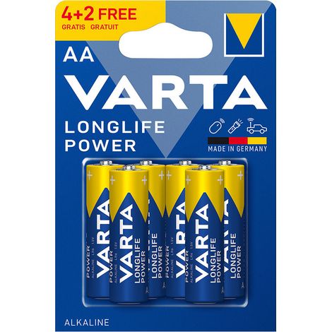 Pile alcaline aa longue durée - lr06 Varta blister 6 unités ø14,5x50,5mm (1/2)