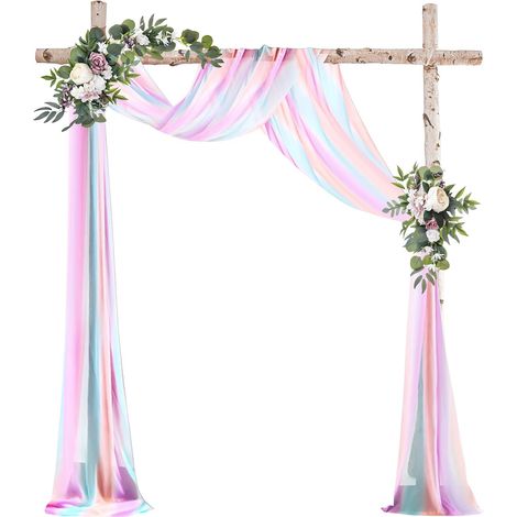 1 Rideau en tulle, 75x600 cm, mousseline transparente, décor arche mariage, fête, cérémonie (1/5)
