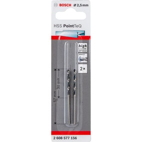 Bosch HSS PointTeQ Metallbohrer DIN338, Ausführung: 2,5mm, 2er VE, 2608577156