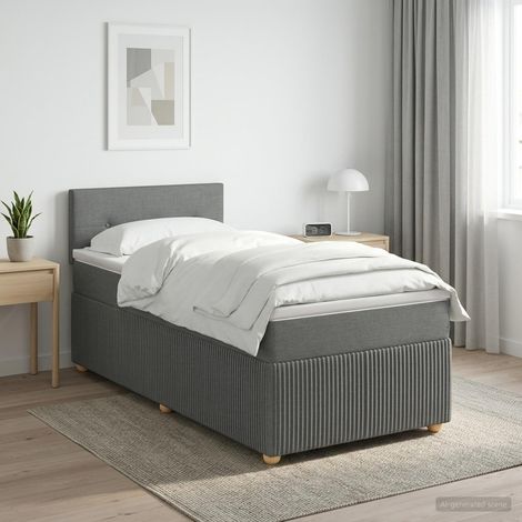 Cama box spring con colchón Gris oscuro 90 x 190 cm Tela (1/5)