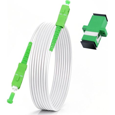 Cable Fibre Optique SC/APC - Monomode Armé 9/125 μm - Compatible OS1 OS2 - Blanc LSZH - 3 m (1/4)