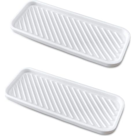 Lot de 2 porte-éponges épais en silicone pour évier de cuisine, salle de bain, distributeur de savon, brosse à récurer, blanc (1/5)