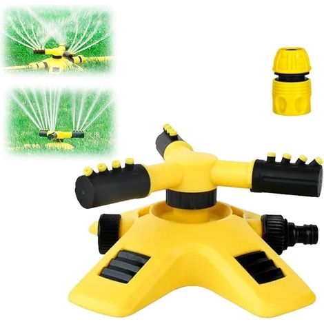 Arroseur de jardin de pelouse, arroseur automatique, système d'arrosage rotatif à 360° à 3 bras (1/5)