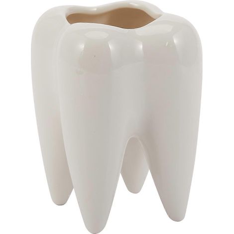Tooth Shape White Ceramic Flower Pot Modern Design (without plants)-- (1/5)
