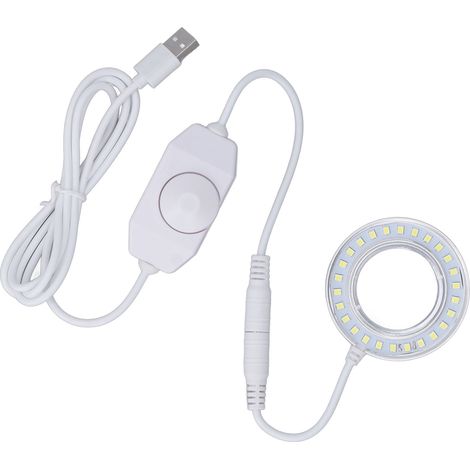 Mikroskop-Beleuchtungslampe mit Spiralschnalle, einstellbarer Helligkeit, LED-Ringlicht mit Regler (1/5)
