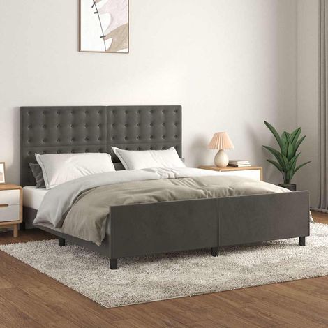 Estructura cama con cabecero terciopelo gris oscuro 180x200 cm (1/5)