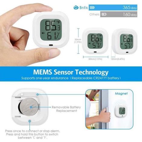 Bluetooth Thermomètre Intérieur, Thermomètre Hygromètre Numérique, Thermomètre Connecté pour Maison, Pour iOS/Android (1/4)
