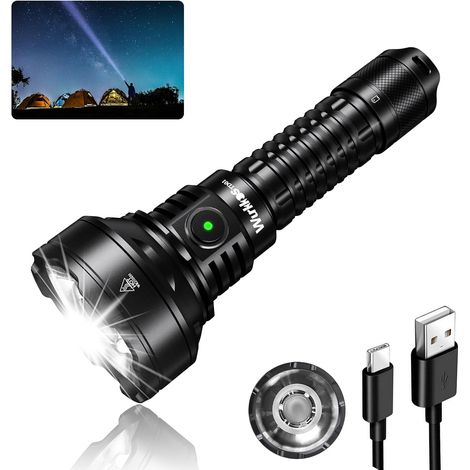 Lampe Torche LED Rechargeable - TD01 Tactique Lampe de Poche Ultra Puissante 2000 Lumens - 1039M Longue Portée Tactique Lampe Torche IP68 Étanche 2 Modes pour Randonnée/Urgence/Bricolage (1/5)