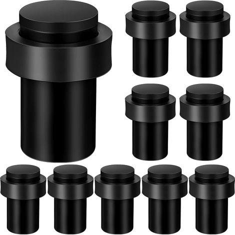 Set di 10 fermaporta, fermapavimento, tappo cilindrico in acciaio inossidabile, moderna staffa di fissaggio in gomma decorativa. (1/5)