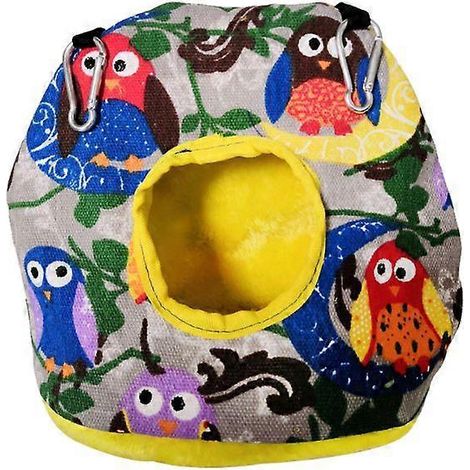 Nid suspendu pour oiseau en forme de hibou, hamac douillet pour cage, maison d'hiver chaude en peluche, tente confort pour perroquet, cachette moelleuse pour dormir, jouer et se reposer.
