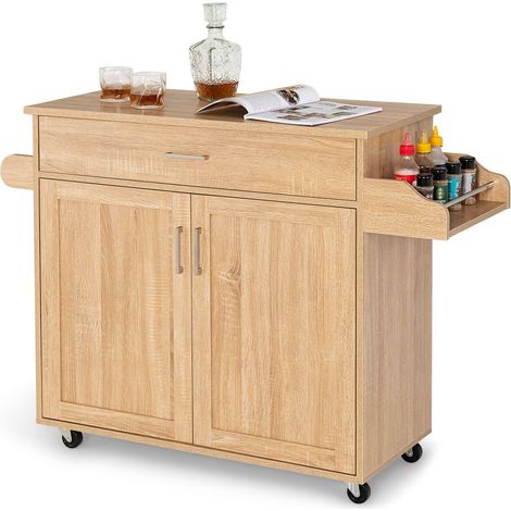 Kitchen Island Storage Trolley Rolling Cart Shelves Cupboard Cabinet Drawer Home