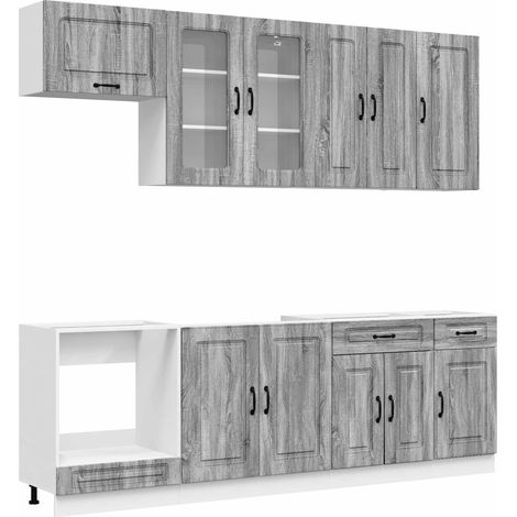 Kitchen Unit KALMAR 8 pcs Grey Sonoma Engineered Wood vidaXL (1/5)