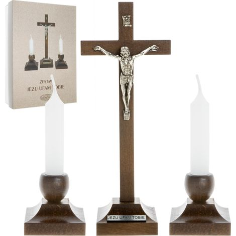 Set di canti natalizi, in legno marrone scuro, con la scritta "Gesù, confido in Te" (1/5)