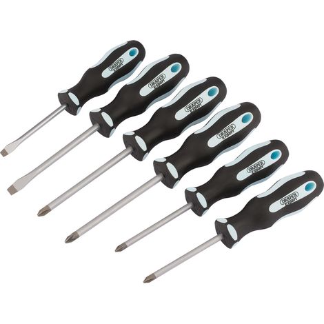 Draper Expert 6-Piece Soft Grip Screwdriver Set with Color-Coded Handles in PVC Storage Box (Model 63588)