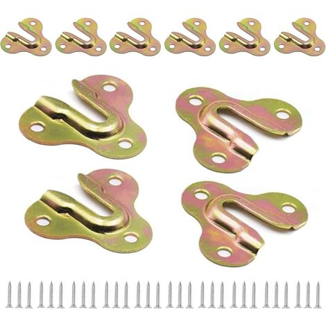 Juego de 10 perchas resistentes con forma de ojo de cerradura, soportes para colgar marcos de fotos, portavasos, llaveros, percheros, tablas de madera y placas colgantes de pared (amarillo zinc). (1/5)