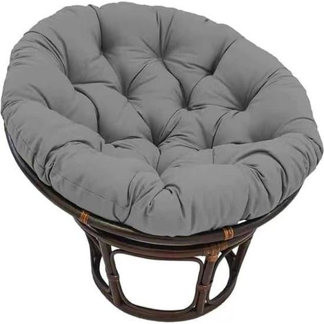 Coussin rond pour fauteuil Papasan, utilisable en intérieur et en extérieur, coussin rond rembourré et confortable pour fauteuil suspendu avec châles (gris foncé, 120 x 120 cm) (1/4)