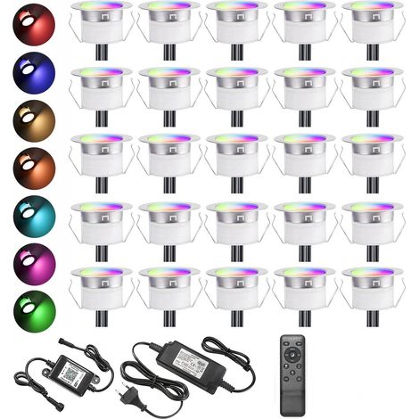 Lot de 30 WIFI RGB Spot Encastrable Exterieur Dimmable 0.6W DC12V Ø31mm Etanche IP67,Spots Escalier Led Spot Encastrable Sol pour Terrasse Bois (1/5)