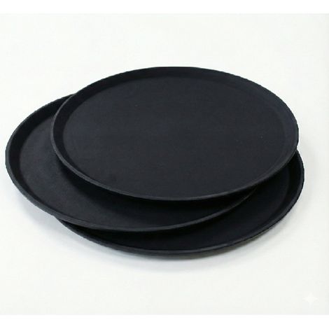 3 Vassoi Antiscivolo da Bar piccolo Rotondo 28cm Superficie Gommata Professionale vassoio Nero per Servizio Tavoli in Polipropilene Alta Resistenza per Servire Bevande drink colazione  in Sicurezza