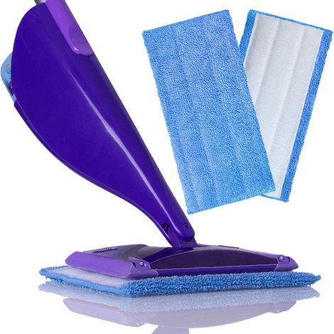 Paquete de 2 almohadillas de microfibra para trapeador, compatibles con repuestos de microfibra reutilizables Swiffer de 30 x 15 cm