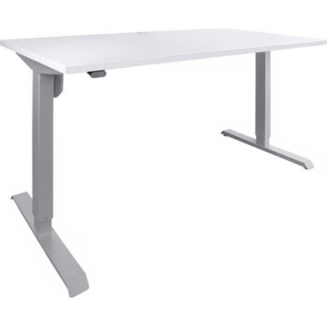 Bureau à réglage en hauteur électrique STIER 501-33 100x80 cm, mélaminé blanc, 68-118 cm (1/5)