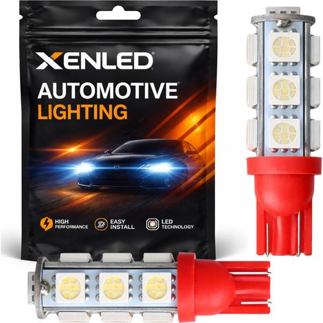 2 x AMPOULES W5W - 13 LEDS ROUGE - LED SMD5050 - 13 leds - T10 W5W - Lampe de voiture LED (1/5)