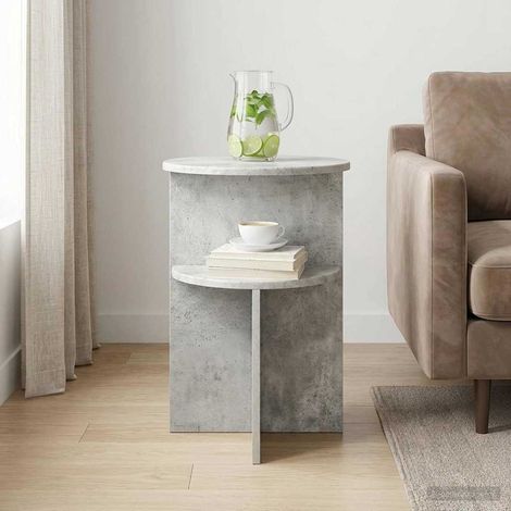 Tavolo laterale con archiviazione Grigio Cemento Ø 39,5 x 55 cm vidaXL