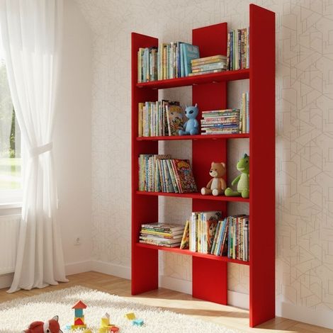 Libreria versatile: design moderno, montaggio facile, ideale per soggiorno, studio e cameretta - Rosso