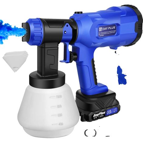 Pistolet à peinture, volume de cup de 1000 ml, débit de peinture de 600 ml/min, tailles de buse : 1 mm/1,5 mm/1,8 mm/2,5 mm, type d'alimentation électrique, pèse 2 kg (1/5)