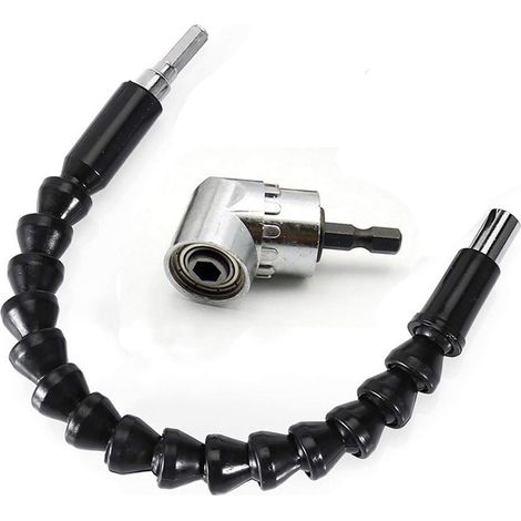 Arbre Flexible Aimanté et Tournevis Porte-Adaptateur 105 Degrés Multifonction Angle Droit Pilote et Tournevis Drill Attachment Avec Porte-Embout Magnétique Changement Rapide Hex 6mm de 1/4-inch Perceu (1/5)