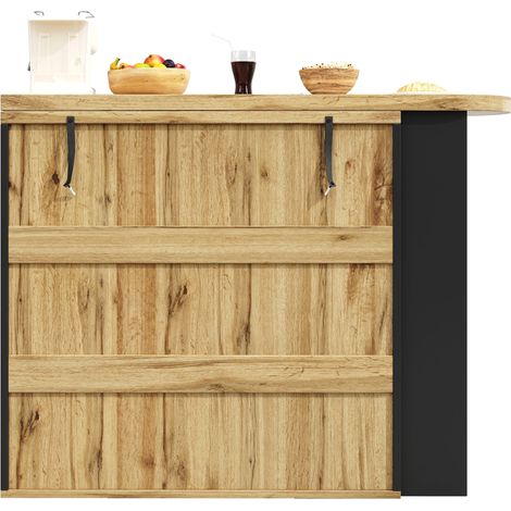 Table à manger extensible (138 x 39 x 105 cm), table de cuisine, extensible jusqu'à 220 cm, adaptée à la cuisine et au salon, plateau à veinage bois (1/5)