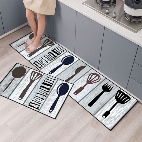 Tapis antidérapant salle de bain, moquette anti-huile pour cuisine, paillasson de porte étanche, natte sol imperméable pour intérieur maison (1/4)