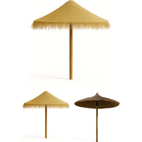 Sombrilla Natural de Brezo o Esparto Comunidades, Chiringuitos, Jardín y Piscina Resistente y Artesanal Parasol Tropical (1/5)