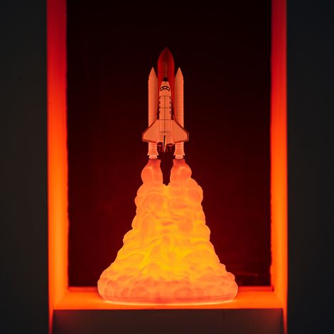 Veilleuse LED imprimée en 3D, lampe fusée imprimée en 3D, lampe navette spatiale, veilleuse connectée, ampoule navette spatiale rechargeable par USB, veilleuse ventilateur spatial, lampe lune, 110-220 (1/5)