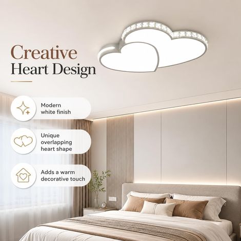 Plafonnier LED 36W Moderne Luminaire Plafonnier éclairage de Plafond Forme de Coeur,Pour Salon, Salle à Manger, Bureau, Chambre à Coucher (1/5)