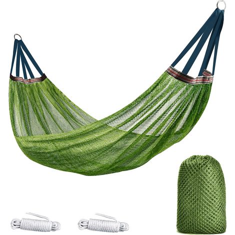 Hamac vert Filet d extérieur 260 par 130 cm Respirant et confortable Anti basculement avec une grande capacité de charge Montage (1/4)