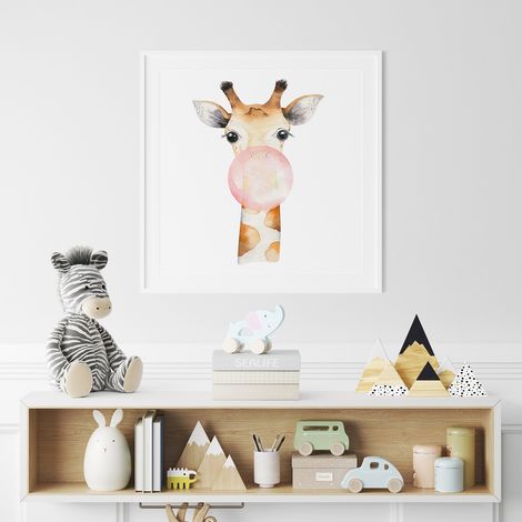 Poster / Affiche carrée Enfants - Girafe bulle - 20x20 cm (1/3)
